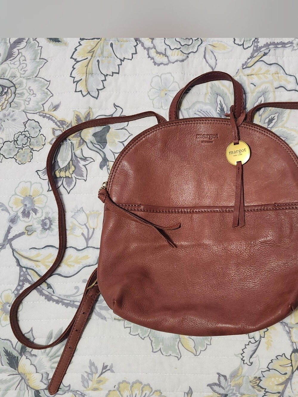 Margot Leather Backpack Purse in Soft Brown